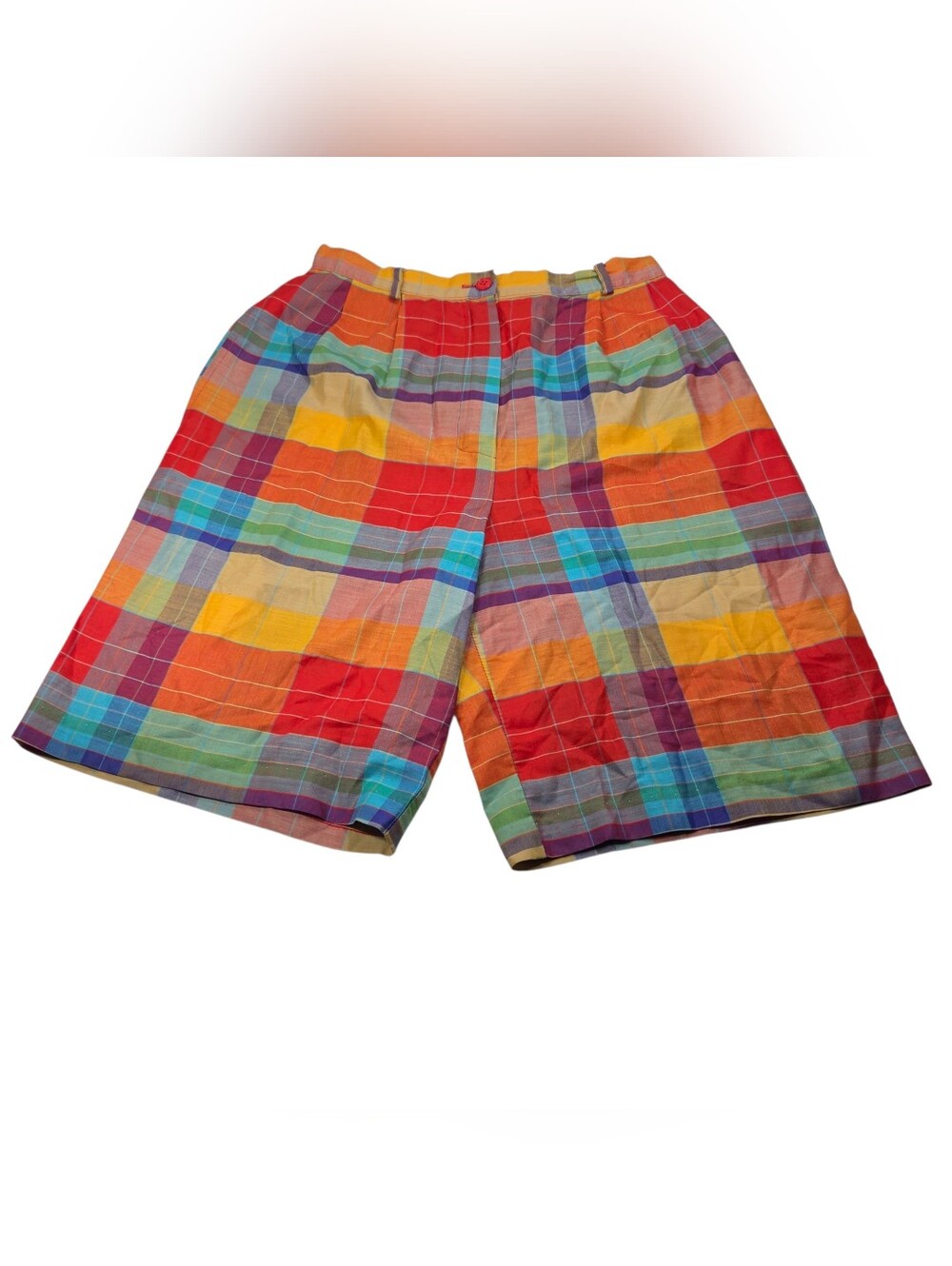 Colorblock Plaid Bermuda Shorts in Multicolor